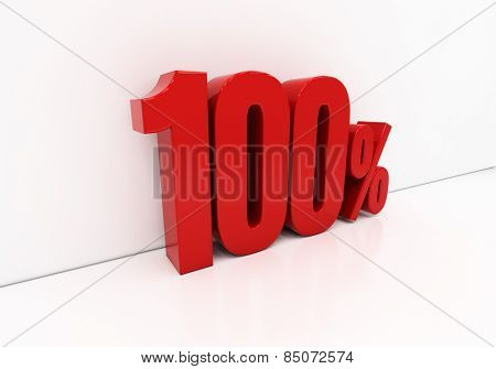 100 percent off. Discount 100. 3D illustration