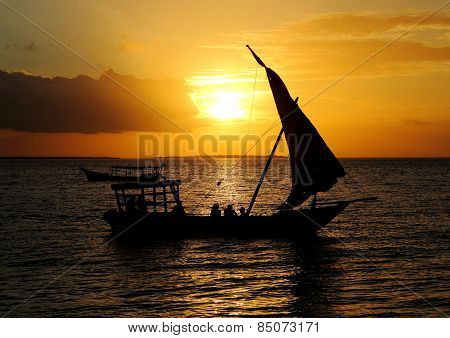 Sail boat on the ocean