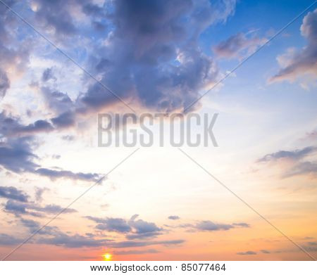 Blue sky background with tiny clouds