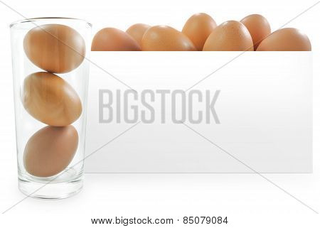 eggs in glass and white paper backound