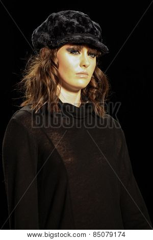 NEW YORK - FEBRUARY 13: A model walks the runway at the Mark & Estel Fall/Winter 2015 collection during Mercedes-Benz Fashion Week in New York on February 13, 2015.