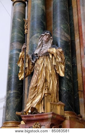 SALZBURG, AUSTRIA - DECEMBER 13: Statue of Saint, Altar in Collegiate church in Salzburg on December 13, 2014.