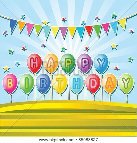 Birthday balloons.Happy birthsday card  with Party element