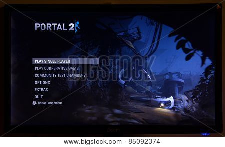 Depew, OK, USA - March 5, 2015: Portal 2 is a 2011 first-person puzzle-platform video game developed and published by Valve Corporation. It is the sequel to Portal and was released on April 19, 2011.