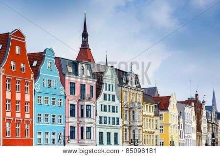 Rostock, Germany old town cityscape.