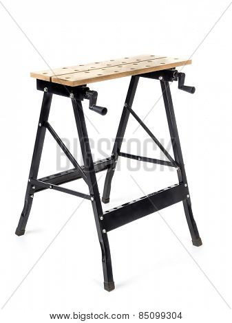 Adjustable sawhorse shot on white