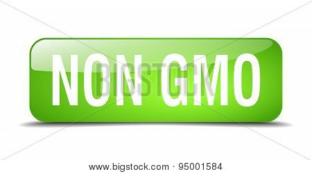 Non Gmo Green Square 3D Realistic Isolated Web Button