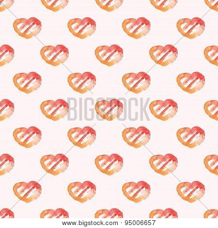 Watercolor Seamless Hearts Pattern.