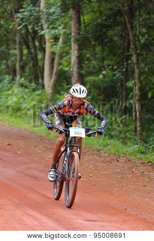 Unknown Bikers Action At The Bicycle Racing For Pang Sida Competition In Pang Sida National Park, Sa