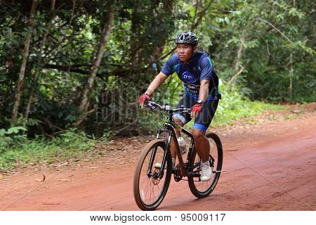 Unknown Bikers Action At The Bicycle Racing For Pang Sida Competition In Pang Sida National Park, Sa