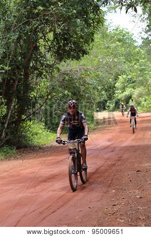 Unknown Bikers Action At The Bicycle Racing For Pang Sida Competition In Pang Sida National Park, Sa