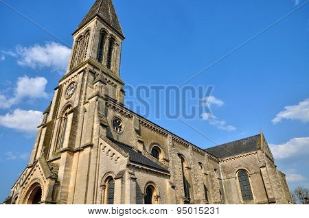 France, Historical Church Of Port En Bessin Huppain In Normandie