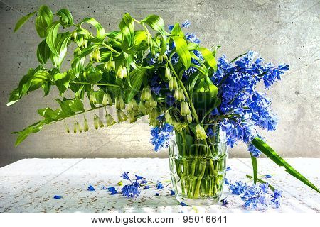 Still Life Bouquet Polygonatum Blue Tones