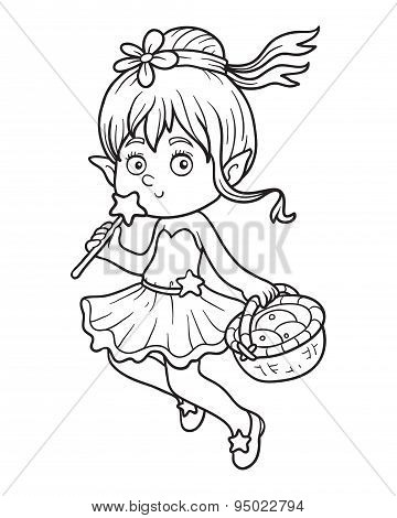 Coloring Book (little Fairy With A Basket Of Fruit)