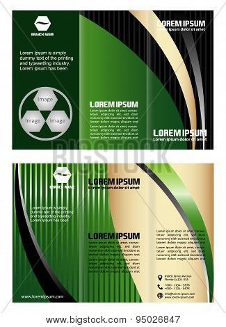 Green tri fold business brochure template