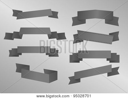 Gray Ribbon And Banner Set