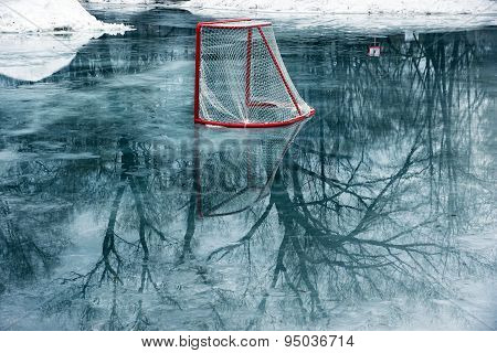 hockey gates on melting ice