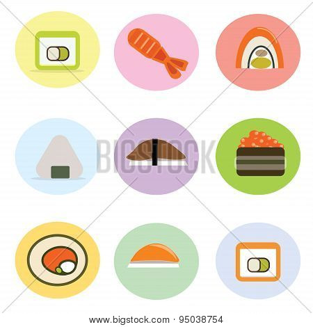Set of cute sushi roll Japanese cuisine