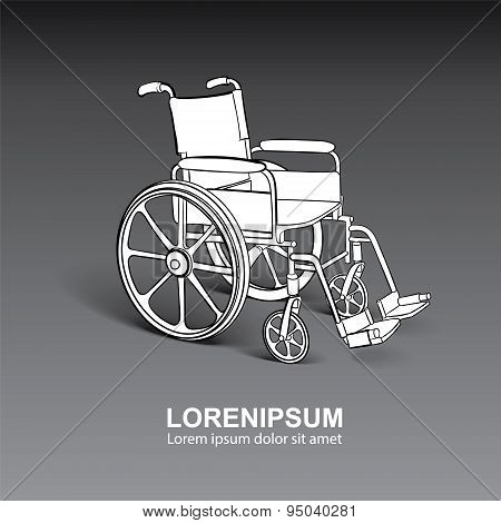 Wheelchair. Vector Hand Drawn Illustration