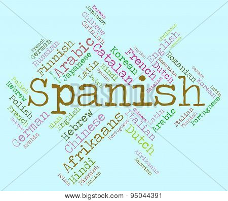 Spanish Language Indicates Vocabulary Lingo And Wordcloud