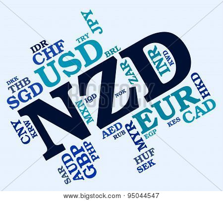 Nzd Currency Shows New Zealand Dollar And Coin