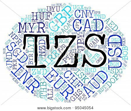 Tzs Currency Represents Tanzania Shilling And Banknote