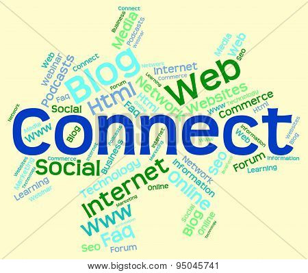 Connect Word Shows Global Communications And Computer