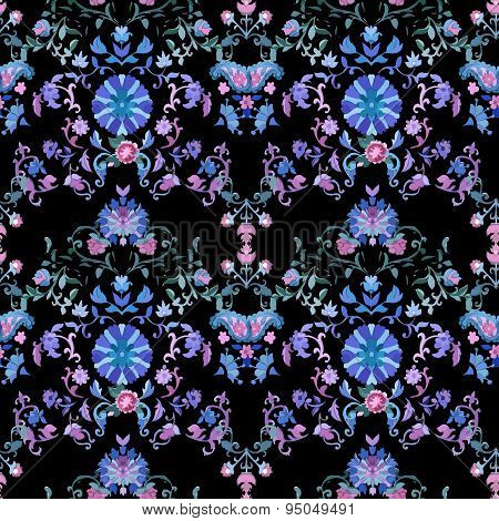 Watercolor paisley seamless pattern.