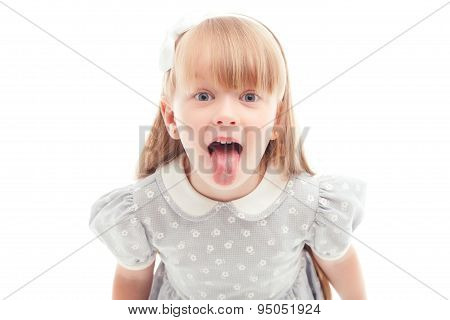 Upbeat girl showing tongue