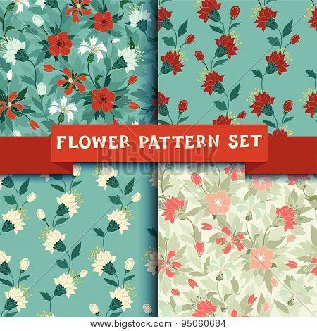 background flower patterns set