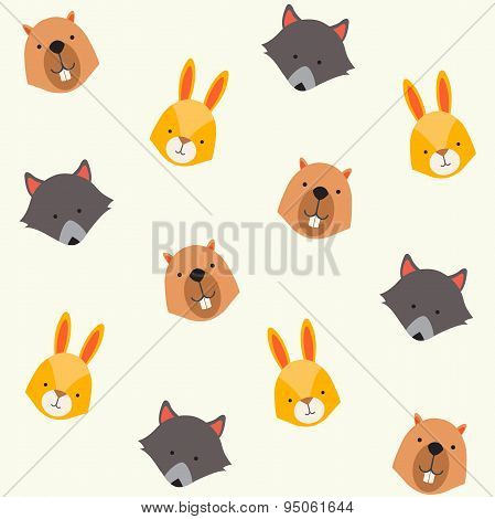 Cute animals vector pattern