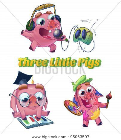 Three Little Pigs Illustration.