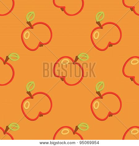 Apple Seamless Pattern Kid's Style Hand Drawn
