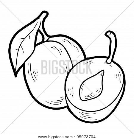 Coloring Book: Fruits And Vegetables (plum)