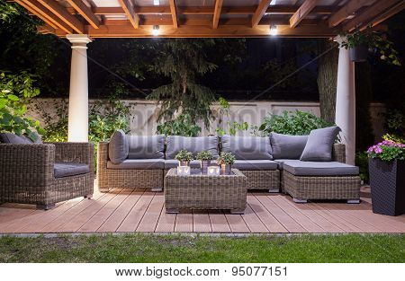 Modern Patio At Night