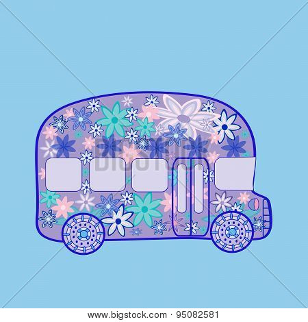 Bus retro vintage flowers hippie transport