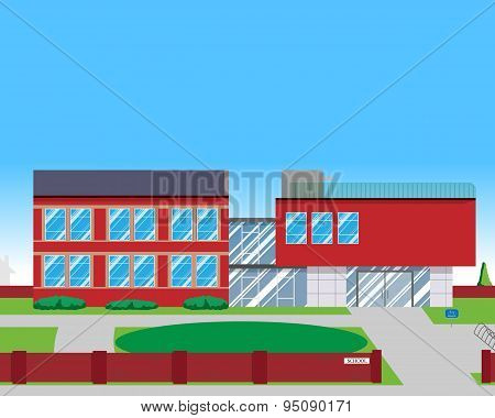View of the design of the modern school. Vector illustration