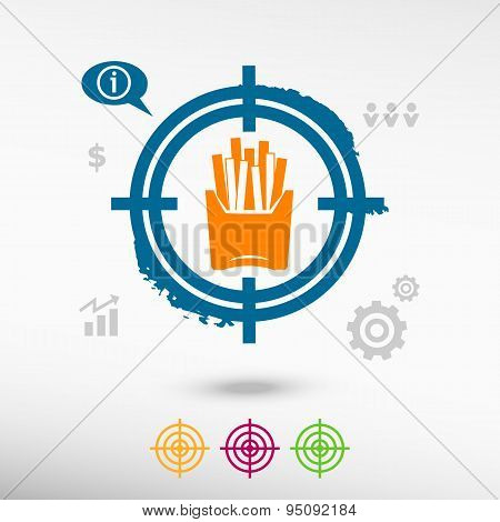 Fried Potatoes Icon On Target Icons Background