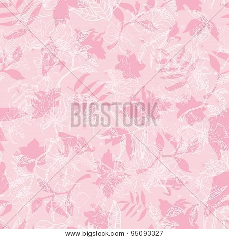 Vector Exotic Pink Dawn Florals Seamless Pattern