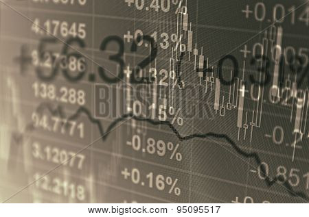 Close-up computer screen with trading platform window.