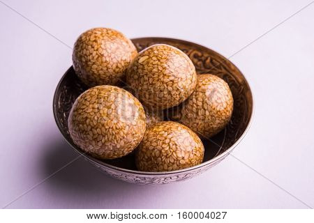 Til ke Ladoo or Til laddu or sesame sweet laddu