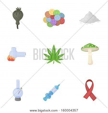 Drugs set icons in cartoon style. Big collection of drugs vector symbol stock