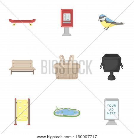 Park set icons in cartoon style. Big collection of park vector symbol stock