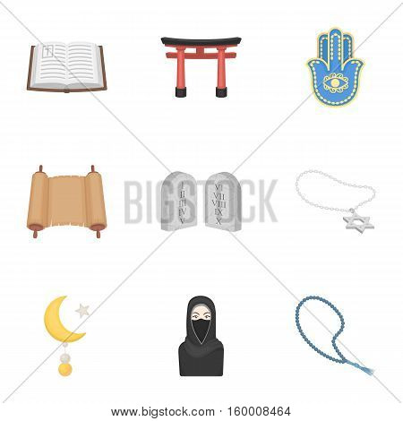 Religion set icons in cartoon style. Big collection of religion vector symbol stock