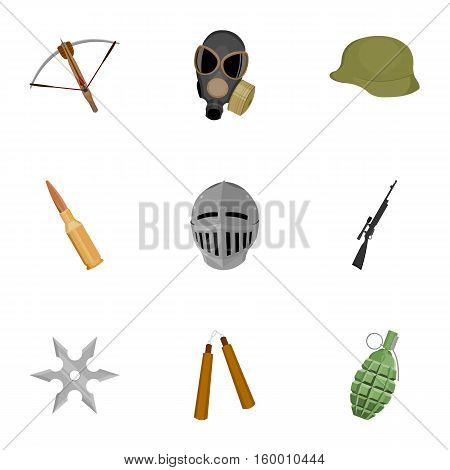 Weapon set icons in cartoon style. Big collection of weapon vector symbol stock
