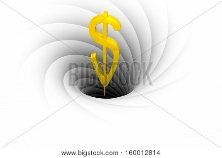 a black hole sucks in money 3d illustration