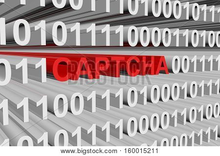 CAPTCHA in the form of binary code, 3D illustration