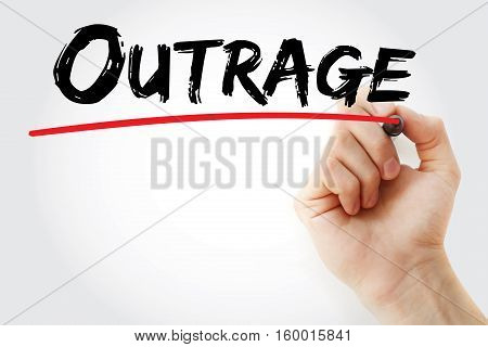 Hand Writing Outrage With Marker