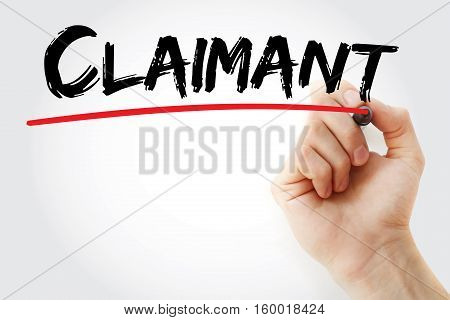 Hand Writing Claimant With Marker