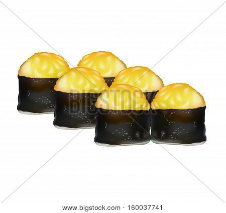Sushi rolls vector icons. Food japanese menu rice and seafood.Asian food.